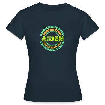 Vorname Aiden - Frauen T-Shirt - Navy - Vorne - AI Model Female 172 dark (172cm)