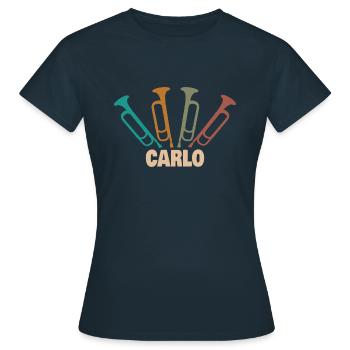 Blasinstrument Trompetenspieler Tube Carlo - Frauen T-Shirt - Navy - Vorne - AI Model Female 172 dark (172cm)