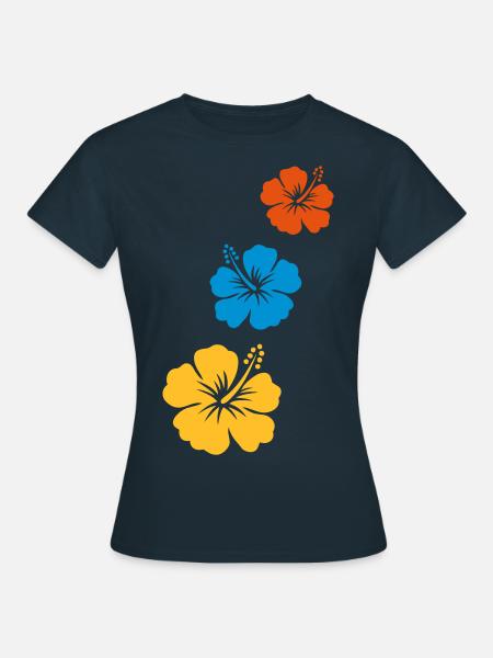 hibiscus tahiti 3 - Frauen T-Shirt - Navy