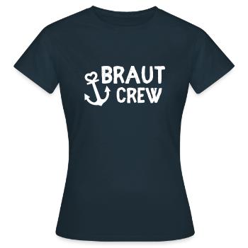 JGA Shirt Frauen Crew Motiv mit Anker - Frauen T-Shirt - Navy - Vorne - AI Model Female 172 dark (172cm)