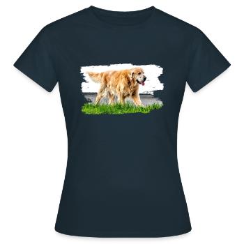 Golden Retriever sind robust und wetterfest - Frauen T-Shirt - Navy - Vorne - AI Model Female 172 dark (172cm)