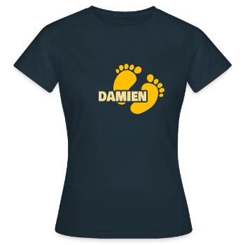 Fußabdruck Damien - Frauen T-Shirt - Navy - Vorne - AI Model Female 172 dark (172cm)