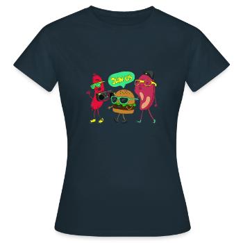 Join us for a barbecue party - Women's T-Shirt - navy - Front - AI Model Female 172 dark (172cm)