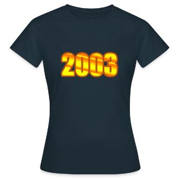 Année 2003 - T-shirt Femme - marine - Devant - AI Model Female 172 dark (172cm)