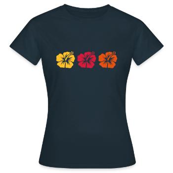 Hibiskus - Frauen T-Shirt - Navy - Vorne - AI Model Female 172 dark (172cm)