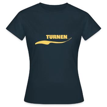 Namensschild Turner - Frauen T-Shirt - Navy - Vorne - AI Model Female 172 dark (172cm)