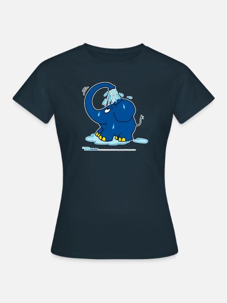 Der Elefant duscht mit Rüssel - Frauen T-Shirt - Navy