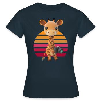 Photographier Safari Girafe - T-shirt Femme - marine - Devant - AI Model Female 172 dark (172cm)