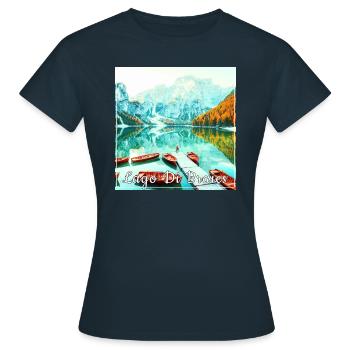 Lago di braies,Lac de Braies,Lac de Braies,Lac,Paysage,Montagne - T-shirt Femme - marine - Devant - AI Model Female 172 dark (172cm)