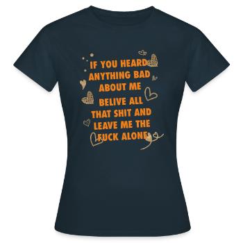 T-shirt anti-potins - T-shirt Femme - marine - Devant - AI Model Female 172 dark (172cm)