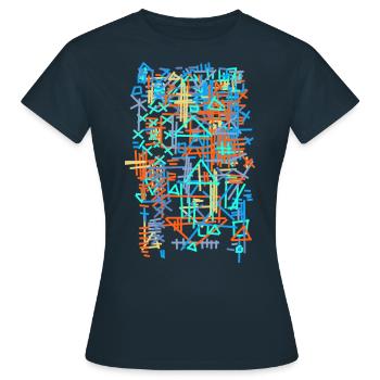 Muster / Bauhaus -Teppich - Frauen T-Shirt - Navy - Vorne - AI Model Female 172 dark (172cm)
