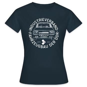 IFA mobile DDR - Wartburg 1.3 - Frauen T-Shirt - Navy - Vorne - AI Model Female 172 dark (172cm)