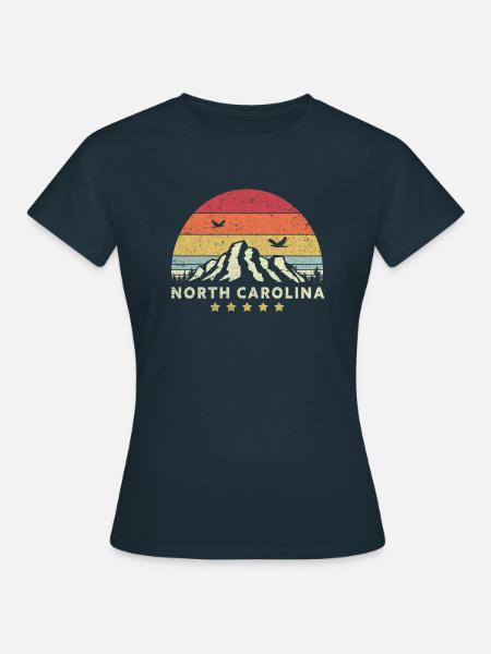 North Carolina Produkt. Retro Style NC, USA Drucken - Frauen T-Shirt - Navy