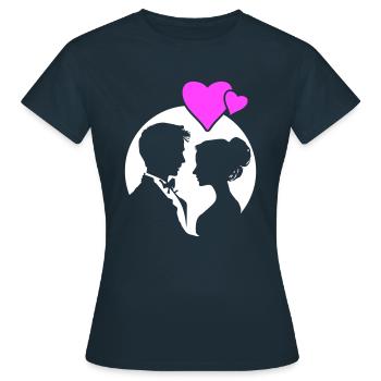 Married Couple Wedding Silhouette - Women's T-Shirt - navy - Front - AI Model Female 172 dark (172cm)