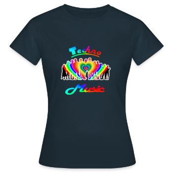 Musique techno - T-shirt Femme - marine - Devant - AI Model Female 172 dark (172cm)