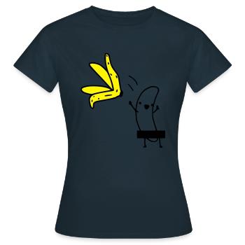 Bananen Striptease - Frauen T-Shirt - Navy - Vorne - AI Model Female 172 dark (172cm)