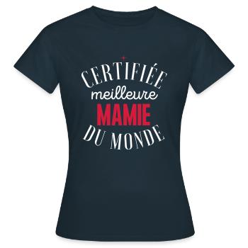 Certifiée meilleure mamie, cadeau grand mère - T-shirt Femme - marine - Devant - AI Model Female 172 dark (172cm)