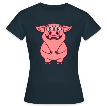 Drôle de petit cochon heureux - T-shirt Femme - marine - Devant - AI Model Female 172 dark (172cm)