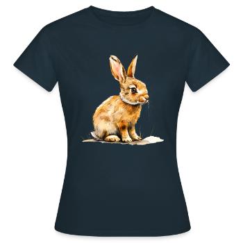 Feldhase oder Kaninchen? - Frauen T-Shirt - Navy - Vorne - AI Model Female 172 dark (172cm)