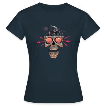 Crazy Clockwork Skull - Women's T-Shirt - navy - Front - AI Model Female 172 dark (172cm)