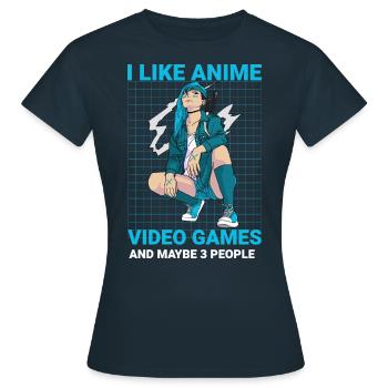Ich mag Anime und Videospiele - Videospiele, Spiele - Frauen T-Shirt - Navy - Vorne - AI Model Female 172 dark (172cm)