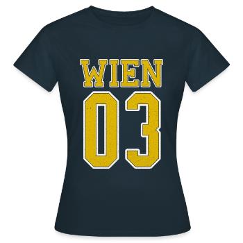 Österreich Wien 1030 Bezirk Landstraße Typografie - Frauen T-Shirt - Navy - Vorne - AI Model Female 172 dark (172cm)