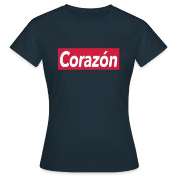 Corazon - Herz - Frauen T-Shirt - Navy - Vorne - AI Model Female 172 dark (172cm)