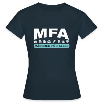 Mädchen für alles - Frauen T-Shirt - Navy - Vorne - AI Model Female 172 dark (172cm)