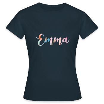 emma, lettering, lettering, colorful - Women's T-Shirt - navy - Front - AI Model Female 172 dark (172cm)