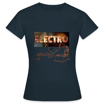 Electro Swing Grammophon - T-shirt Femme - marine - Devant - AI Model Female 172 dark (172cm)