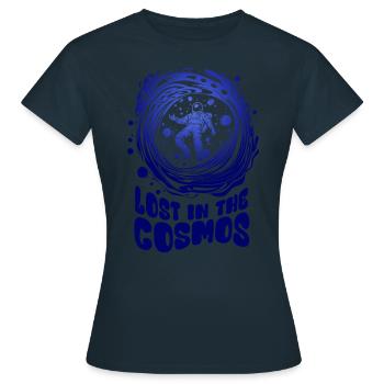Lost in the Cosmos - Astronaut - Weltall - Frauen T-Shirt - Navy - Vorne - AI Model Female 172 dark (172cm)