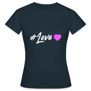 Liebe Herz - Frauen T-Shirt - Navy - Vorne - AI Model Female 172 dark (172cm)