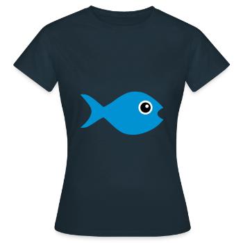 ★ Couleurs de conception modifiables ★ Poisson aux yeux écarquillés - T-shirt Femme - marine - Devant - AI Model Female 172 dark (172cm)