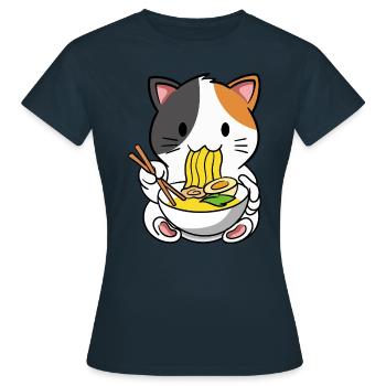 Katze Ramen Nudelsuppe - Frauen T-Shirt - Navy - Vorne - AI Model Female 172 dark (172cm)