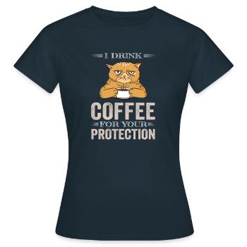 Café buveurs de café Amateurs de café Chat Grimmige - T-shirt Femme - marine - Devant - AI Model Female 172 dark (172cm)