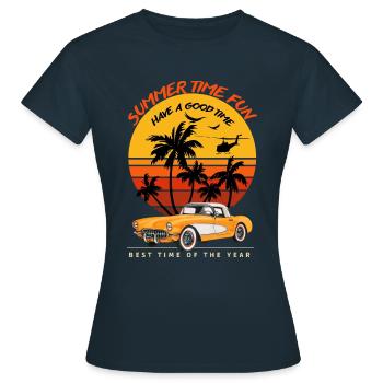 Heure d’été Fun-Sentiment d’été - T-shirt Femme - marine - Devant - AI Model Female 172 dark (172cm)