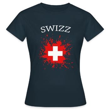 Schweiz Swiss - Frauen T-Shirt - Navy - Vorne - AI Model Female 172 dark (172cm)