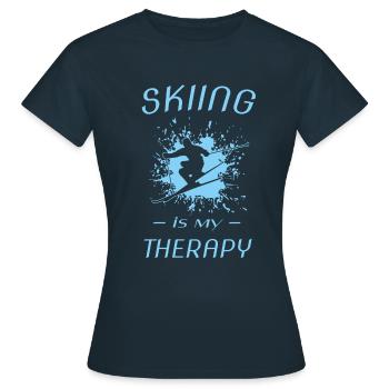 Ski - Frauen T-Shirt - Navy - Vorne - AI Model Female 172 dark (172cm)