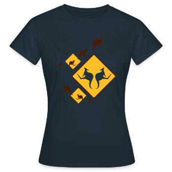 KANGAROO FUN - Frauen T-Shirt - Navy - Vorne - AI Model Female 172 dark (172cm)