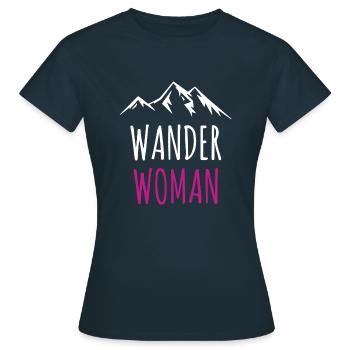 Wander Woman Berge Wandern lustig - Frauen T-Shirt - Navy - Vorne - AI Model Female 172 dark (172cm)
