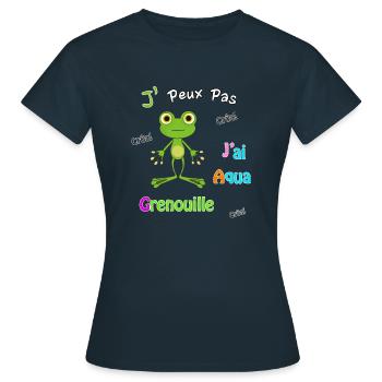 J'peux pas, j'ai aqua grenouille - T-shirt Femme - marine - Devant - AI Model Female 172 dark (172cm)