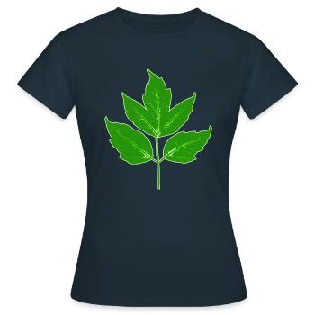 Blatt - Eschen Ahorn. - Frauen T-Shirt - Navy - Vorne - AI Model Female 172 dark (172cm)