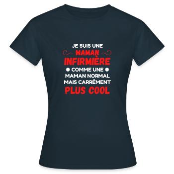 t shirt maman infirmiere cadeau fete des meres - T-shirt Femme - marine - Devant - AI Model Female 172 dark (172cm)