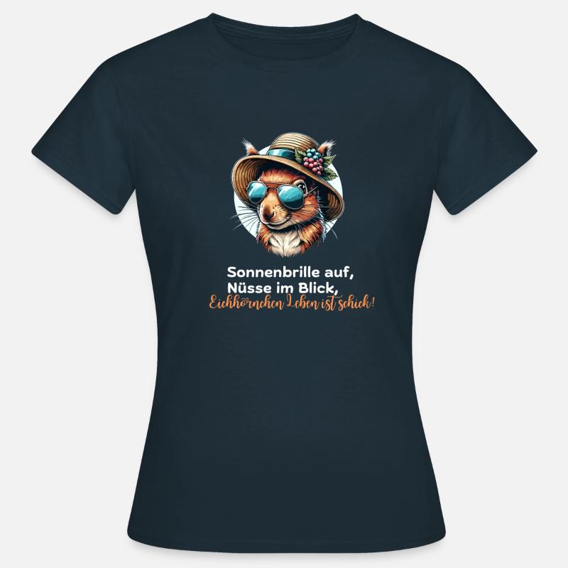 Squirrel with glasses and hat - Women's T-Shirt - navy