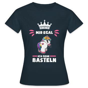 Einhorn Basteln Geschenk - Frauen T-Shirt - Navy - Vorne - AI Model Female 172 dark (172cm)