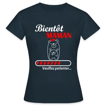 Bientôt Maman, future mère, annonce grossesse - T-shirt Femme - marine - Devant - AI Model Female 172 dark (172cm)