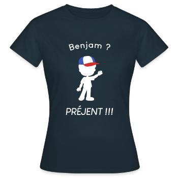 Benjam - Blague - T-shirt Femme - marine - Devant - AI Model Female 172 dark (172cm)