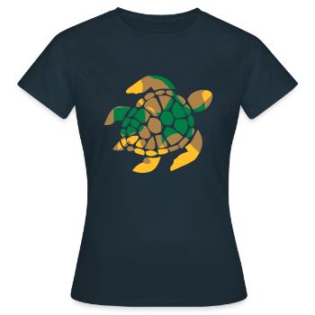 CAMOUFLAGE TURTLE TORTOISE SCHILDKROETE - Frauen T-Shirt - Navy - Vorne - AI Model Female 172 dark (172cm)