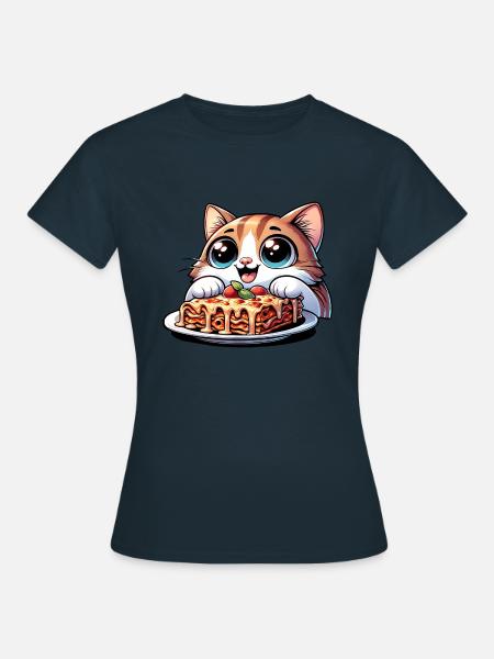 Lasagne-Liebende Katze - Frauen T-Shirt - Navy