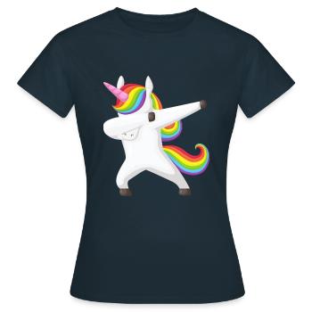 Einhorn Dab, Dabbendes Einhorn, DAB, Regenbogen - Frauen T-Shirt - Navy - Vorne - AI Model Female 172 dark (172cm)